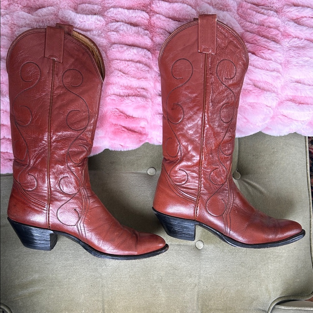 Nocona Brown Leather Heeled Boots Size 9 Women, 7.5 Men in Excellent Condition!